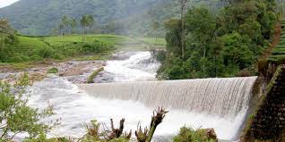Scenic view of Pallivasal Falls surrounded by greenery